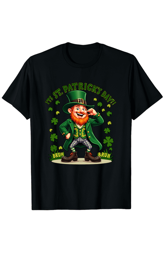 Bruh Leprechaun Funny Expression Men Women Short Sleeve Graphic T-Shirt, St Patricks Day Meme Lover Tee