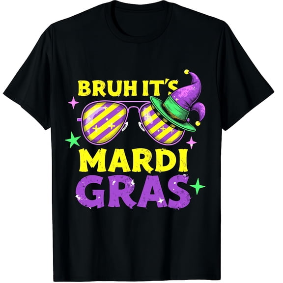 Bruh Mardi Gras Graphic Crew Neck Short Sleeve T-Shirts (Men's, Women's)