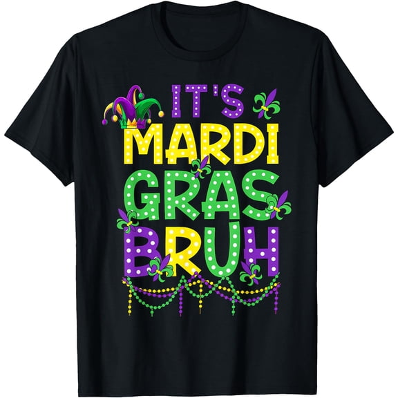Bruh Mardi Gras Teens Boys Kids Mardi Gras Carnival Party T-Shirt Parade Embroidery, King Cake Embroidery, Carnival Mask Design