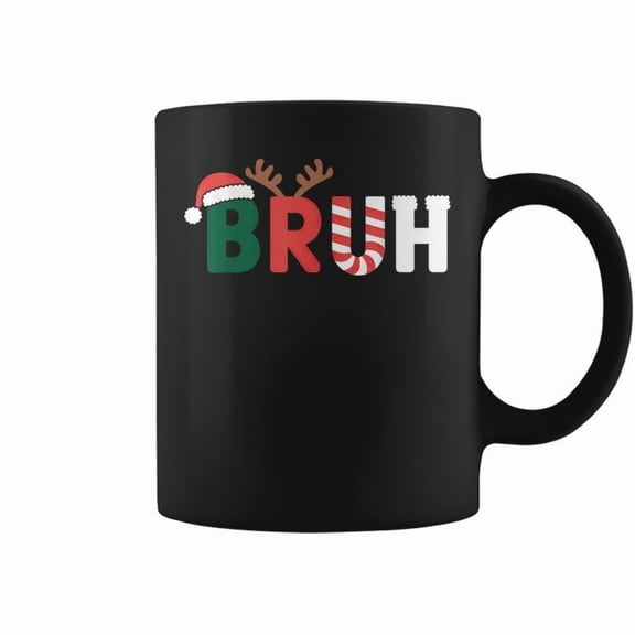 Bruh Meme Christmas Coffee Mugs