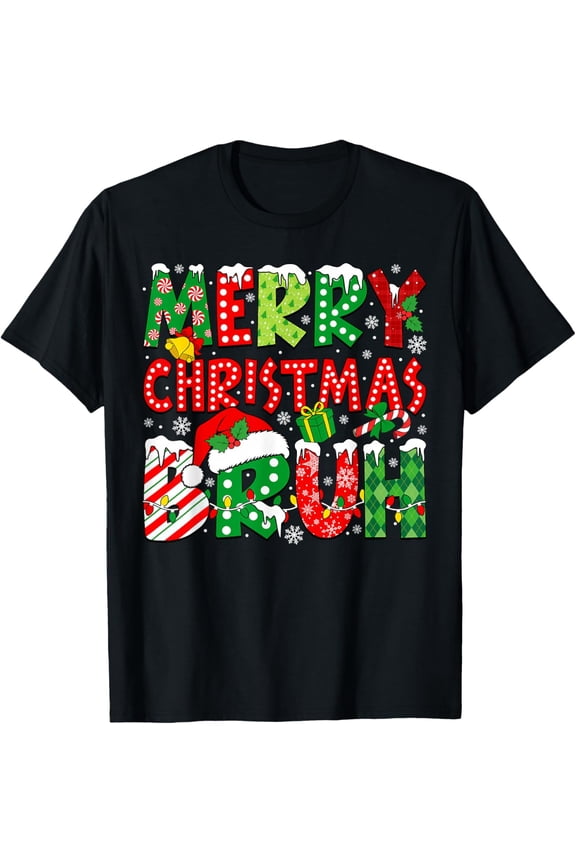 Bruh Meme Funny Saying Bro Greeting Teens Boys Men Christmas T-Shirt