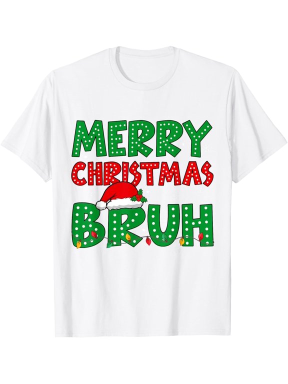 Bruh Meme Funny Saying Bro Greeting Teens Boys Men Christmas T-Shirt