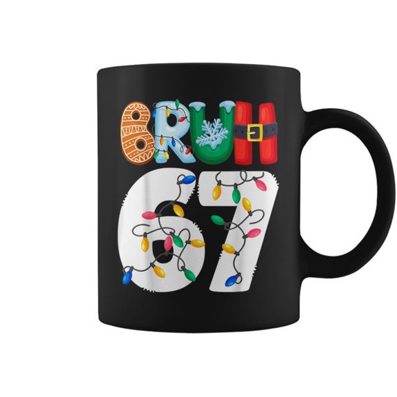 Bruh Six Seven Christmas 67 Meme Xmas Gen Alpha Slang Coffee Mugs