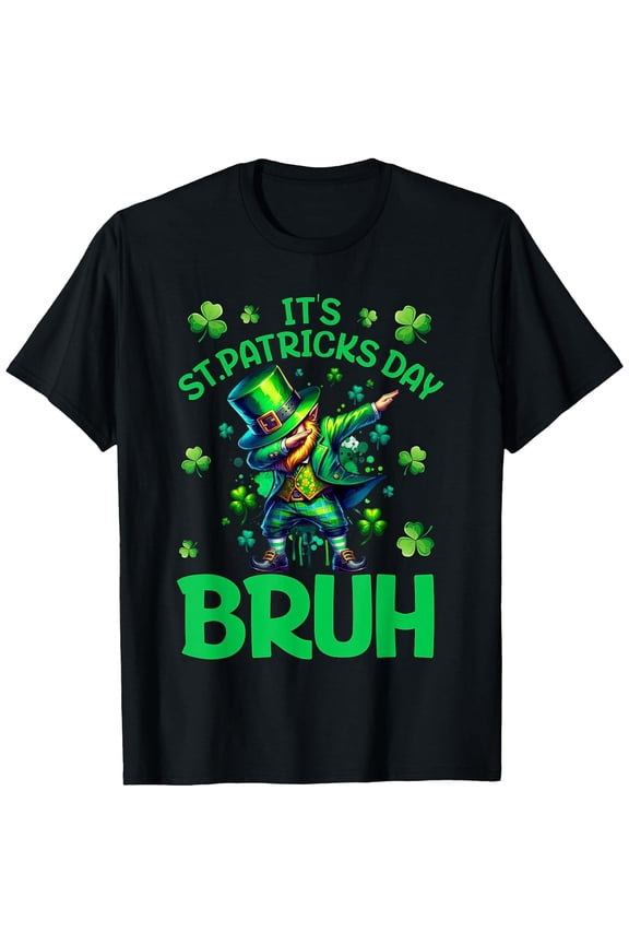 Bruh St Patricks Day Boys Saint Patricks Day Leprechaun T-Shirt, T-Shirt for Kids Youth, 180gsm, 100% Cotton