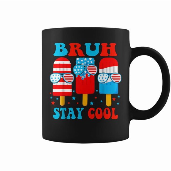 Bruh Stay Cool 4Th July Popsicle Boys Usa Flag American Coffee Mugs