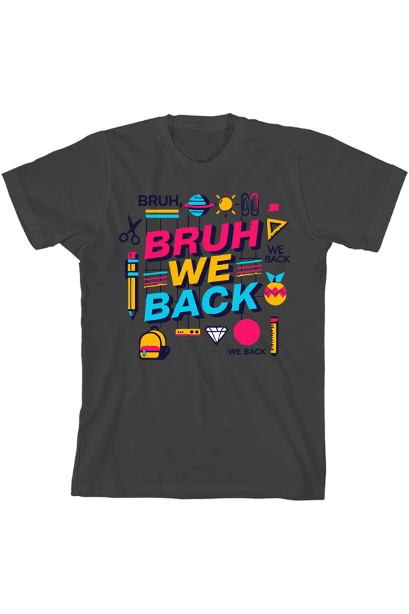 Bruh, We Back Back To School Adult Charcoal Crew Neck Short Sleeve Tee-Small