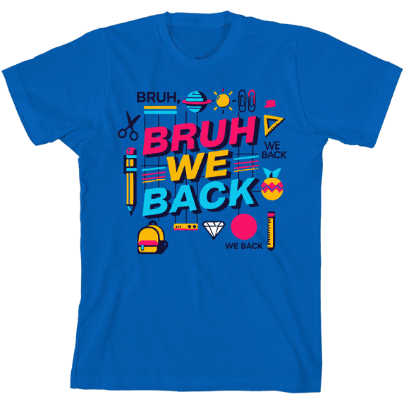 Bruh, We Back Back To School Adult Natural Crew Neck Short Sleeve Tee-Medium