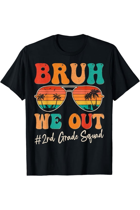 Bruh We Out 2nd Second Grade Squad Retro Last Day Of School T-Shirt