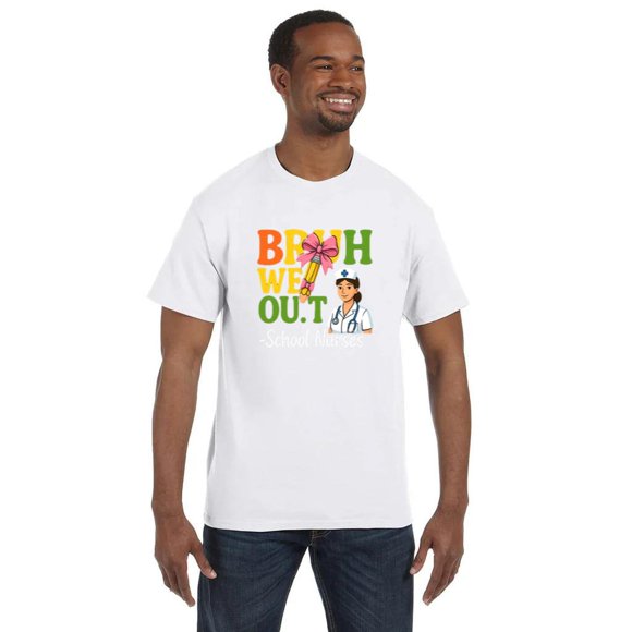 Bruh We Out School Nurses Last Day Celebration Coquette Bow Unisex T-Shirt up to 5XL