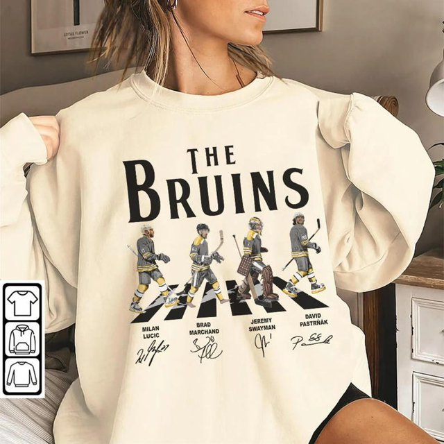 Bruins Walking Abbey Road Signatures Ice Hockey Shirt, Milan Lucic