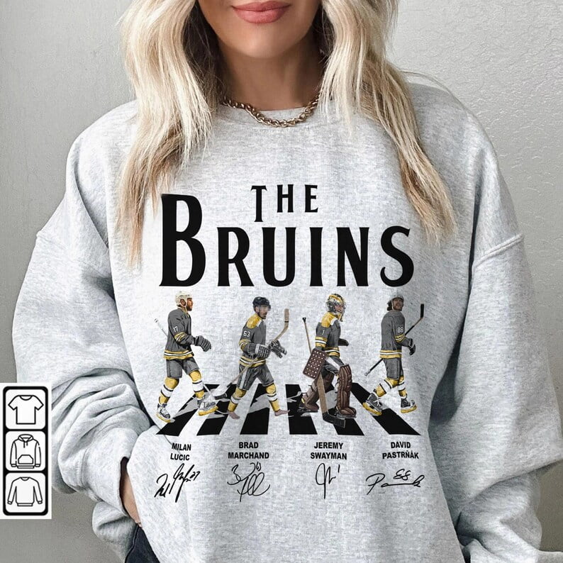 Bruins Walking Abbey Road Signatures Ice Hockey Shirt, Milan Lucic