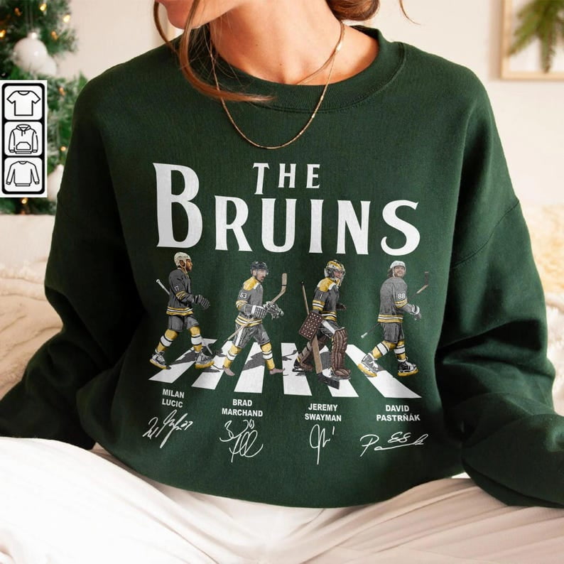 Bruins Walking Abbey Road Signatures Ice Hockey Shirt, Milan Lucic