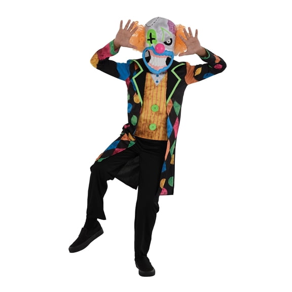 Bruiser The Scary Creepy Clown Custome - X-Large (14-16) | Polyester and Plastic | Black | 1 Set