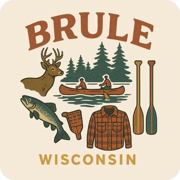 Brule Wisconsin Keepsakes Souvenir Vinyl Sticker – Destination Travel Keepsake Collectible (4-Inches Wide)