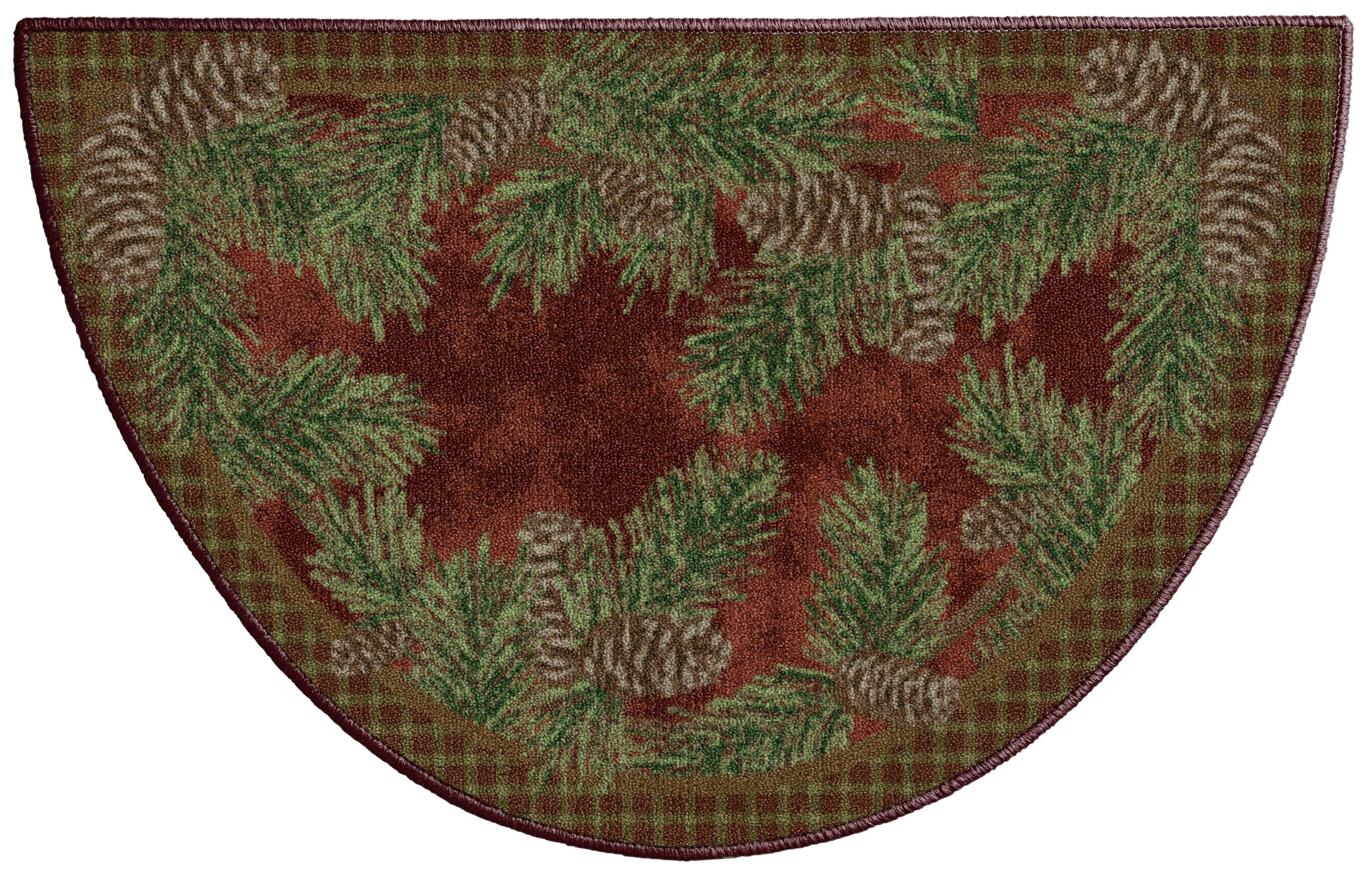 Burgundy Pinecone Pattern Tufted Rectangular Synthetic Rug