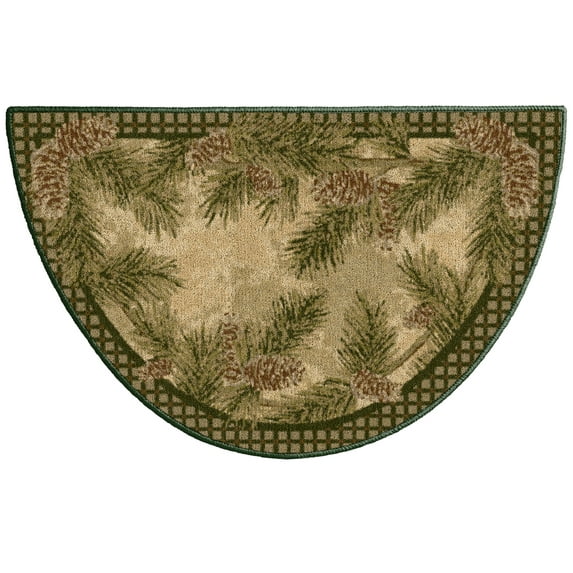 Brumlow Mills Pine Cone Rustic Fall Winter Gingham Area Rug, 1'5" x 2'6", Half Circle