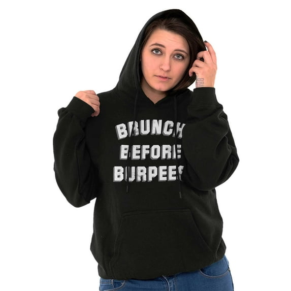 Brunch Before Burpees Funny Workout Women Plus Size Graphic Pullover Hoodie Brisco Brands 2X