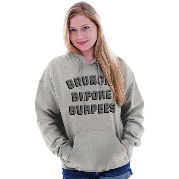 Brunch Before Burpees Funny Workout Women Plus Size Graphic Pullover Hoodie Brisco Brands 3X