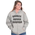 thumbnail image 1 of Brunch Before Burpees Funny Workout Womens Plus Size Graphic Zipper Hoodie Brisco Brands 4X, 1 of 5