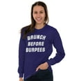 thumbnail image 1 of Brunch Before Burpees Funny Workout Women's Long Sleeve T Shirt Brisco Brands 3X, 1 of 6