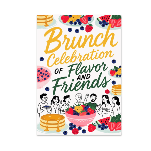 Brunch Celebration of Flavor and Friends - Family Brunch Enthusiast - 13x19 Poster Print
