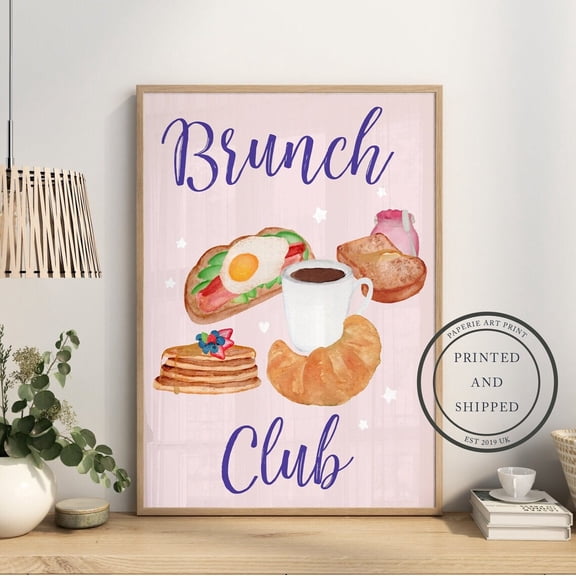 Brunch Club Print, Bacon And Eggs Print, Breakfast Wall Art, Wall Decor, Kitchen Print, Breakfast Print, Home Decor, Food Wall Art Home Decor #1791, Unframed Poster Size 8x12