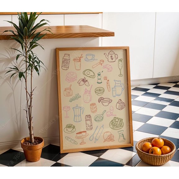 Brunch Food Trendy Kitchen Kitchen Wall Decor Unframed Paper Print