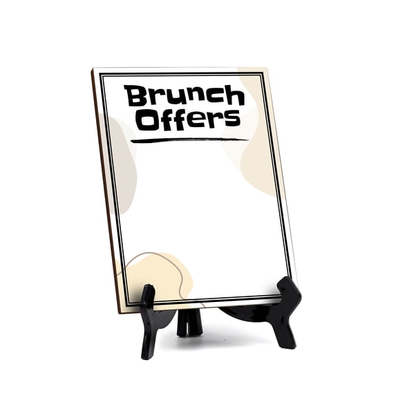 Brunch Offers 6x8 Dry Wipe Table Sign Easy Installation | Restaurant & Bar | Perfect To Clearly Direct Customers & Advertise Specials | No Pen Included