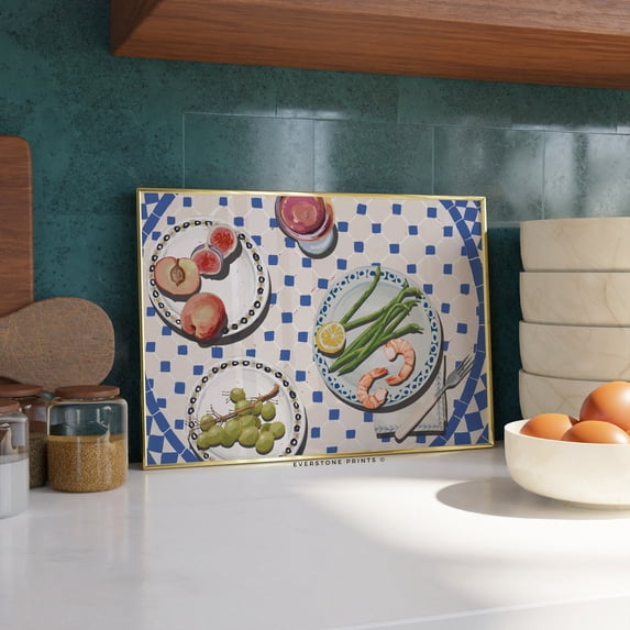 Brunch Table Wall Art Prints, Food, Illustration, Trendy Retro Drawing ...
