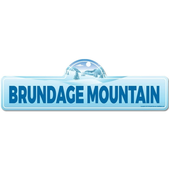 Brundage Mountain Street Sign | Indoor/Outdoor | Skiing Skier Snowboarder Décor for Ski Lodge Cabin Mountian House | SignMission personalized gift