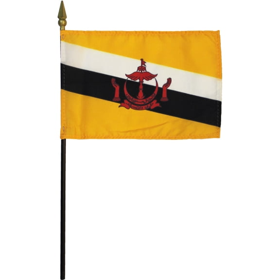 Brunei - 4"X6" Stick Flag