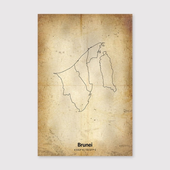 Brunei Map Print: Minimalist Line Art Posterfor Living Room Bedroom Office Farmhouse Neutral Home Artwork Ready to Hang 8x12 inch