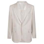 Brunello Cucinelli Beige Single Breasted Wool-Linen Blazer Men's