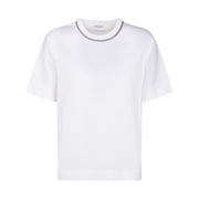 Brunello Cucinelli Cropped T-Shirt With Classic Round Neckline Womens