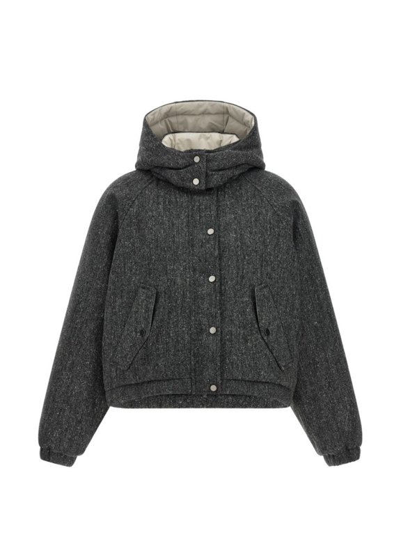 Dark Grey Cropped Boxy Textured Jacket (Women's)
