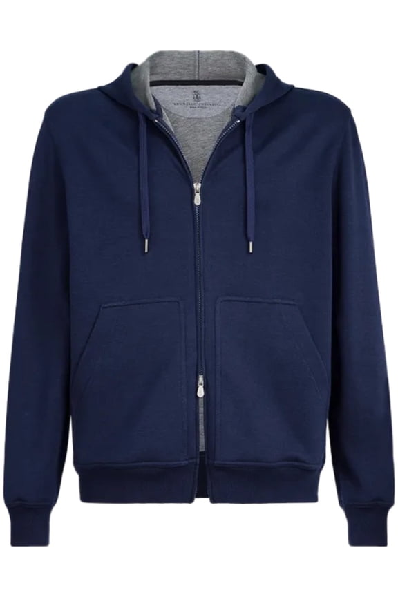 Hooded Zip-Up Jacket With Ribbed Cuffs And Hem (Men's)