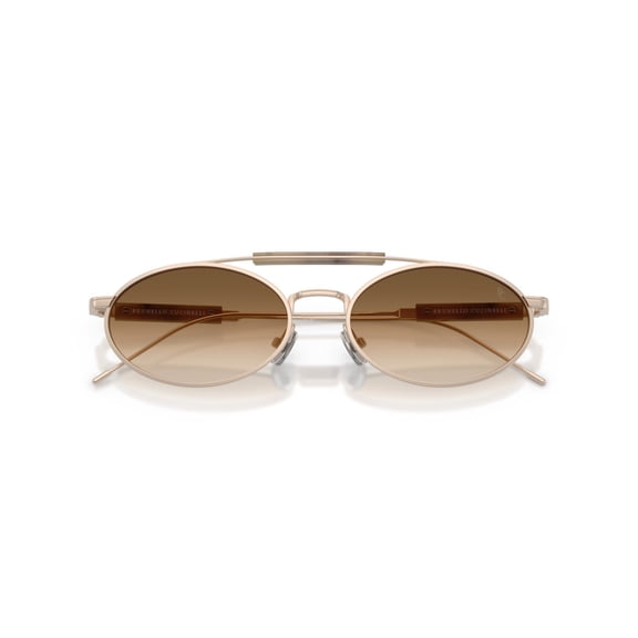 Brunello Cucinelli Men's 0Bc2013st Oval Titanium Sunglasses With Gradient Brown Lenses Gold