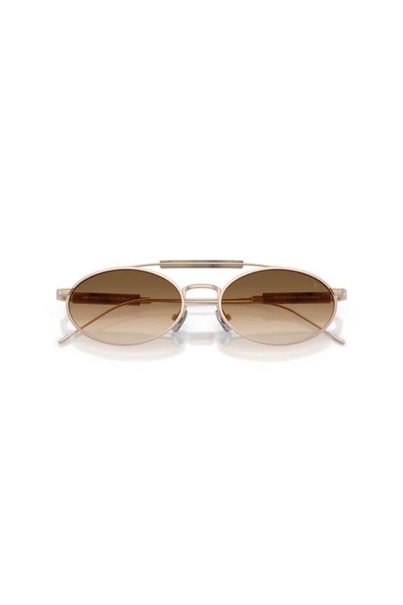 Men's 0Bc2013st Oval Titanium Sunglasses With Gradient Brown Lenses Gold