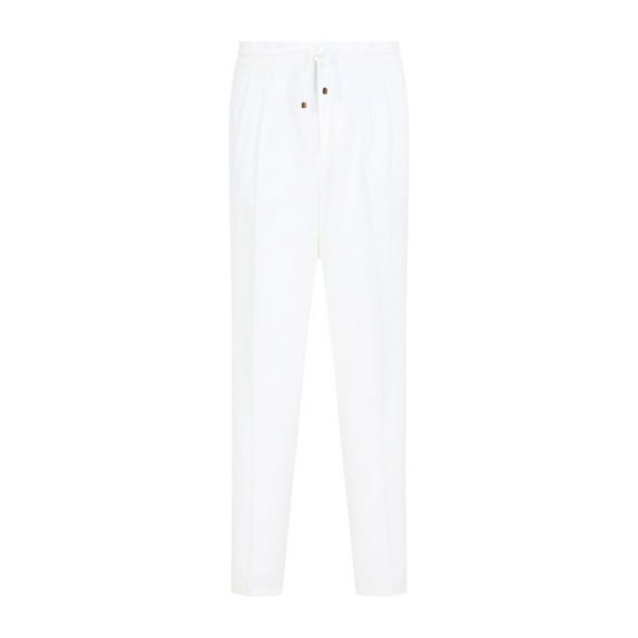 Brunello Cucinelli Tapered White Linen Pants (Men's)