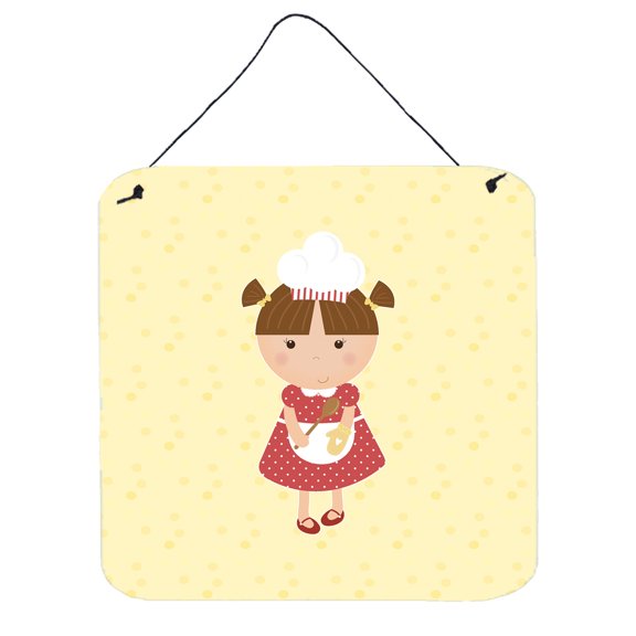Brunette Baker on Yellow Wall or Door Hanging Prints