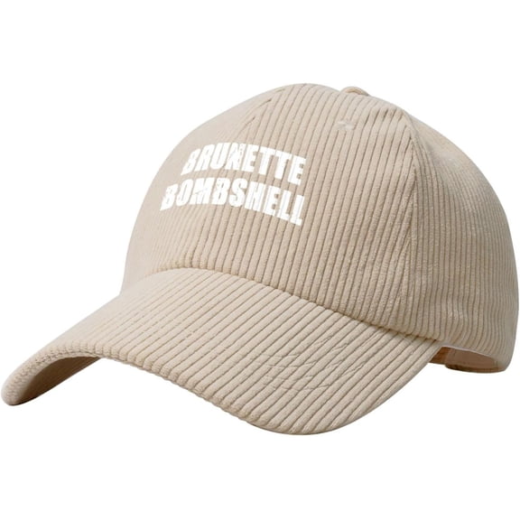 Brunette Bombshell Corduroy Baseball Cap Vintage Adjustable Women's Men's Trucker Cap for Outdoor Travel