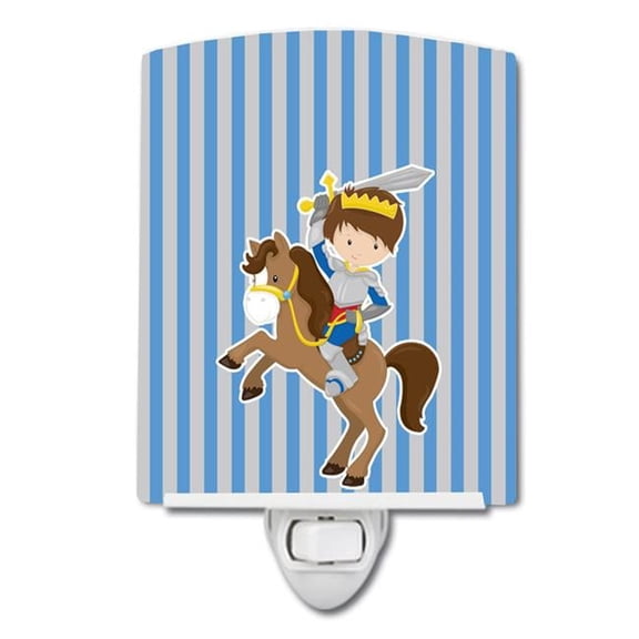 Brunette Boy Knight on Horse Ceramic Night Light