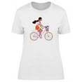 thumbnail image 1 of Brunette Girl Riding A Bicycle T-Shirt Women -Image by Shutterstock, Female Large, 1 of 2