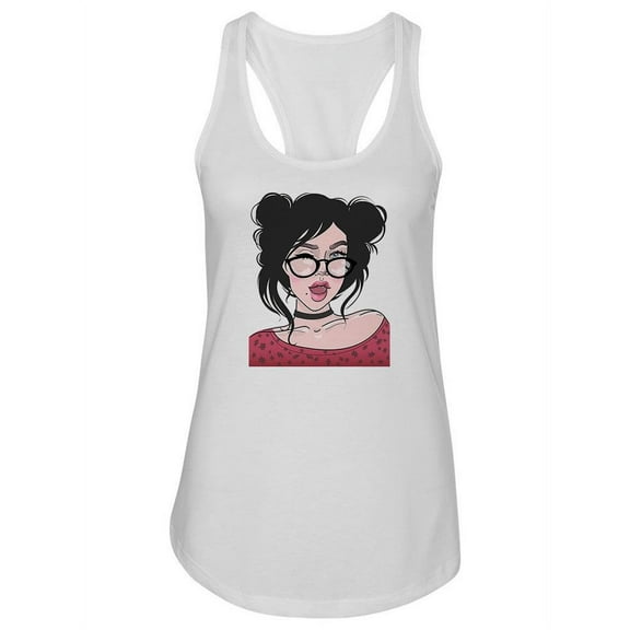 Brunette With Buns And Glasses Tank Women -Image by Shutterstock, Female Medium