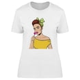 thumbnail image 1 of Brunette Woman With Lollipop T-Shirt Women -Image by Shutterstock, Female 3X-Large, 1 of 2