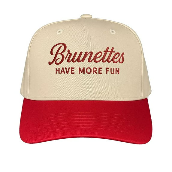 Brunettes Have More Fun Hat, Funny Embroidered Trucker Cap with Statement Quote, Adjustable Snapback Baseball Hat for Women, Trendy Fashion Accessory and Gift Idea