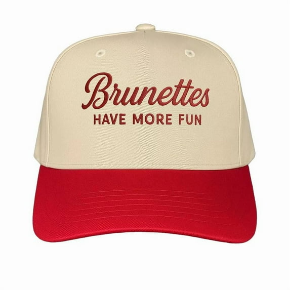 Brunettes Have More Fun Hat, Funny Embroidered Trucker Cap with Statement Quote, Adjustable Snapback Baseball Hat for Women, Trendy Fashion Accessory and Gift Idea