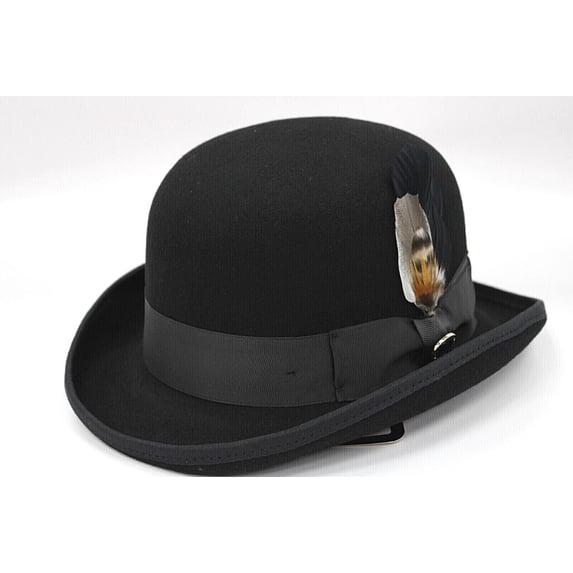 Men's Bruno Capelo Black Bowler Hat 100% Wool BO-320