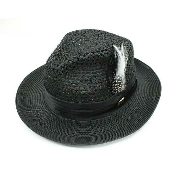 Men's Bruno Capelo Fedora 100% Poly Braid Black Hat JU-900