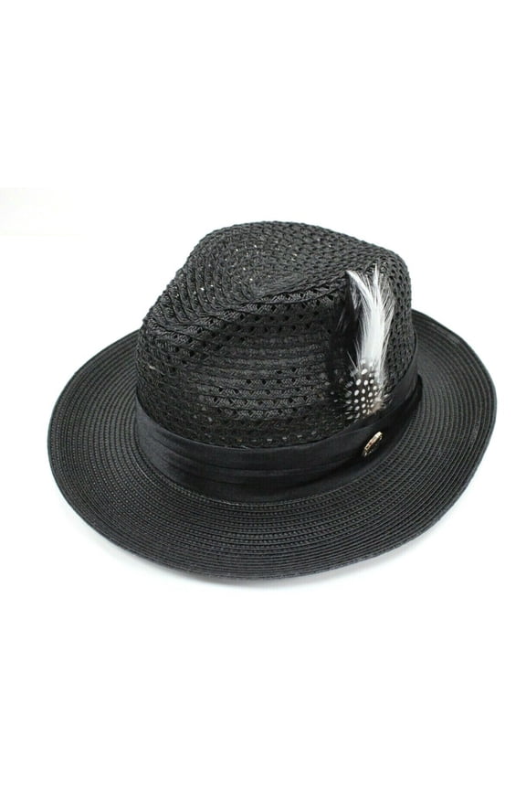 Men's Bruno Capelo Fedora 100% Poly Braid Black Hat JU-900